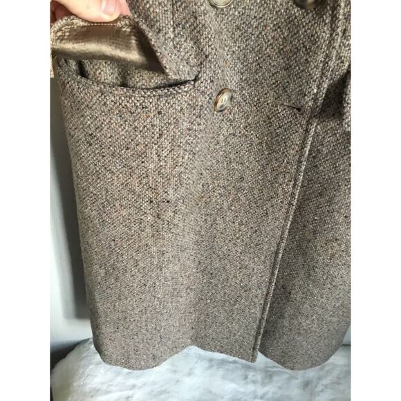 100% Wool Pea Coat Button Down Waist Sinch No Brand Long Warm Vintage - Picture 5 of 12